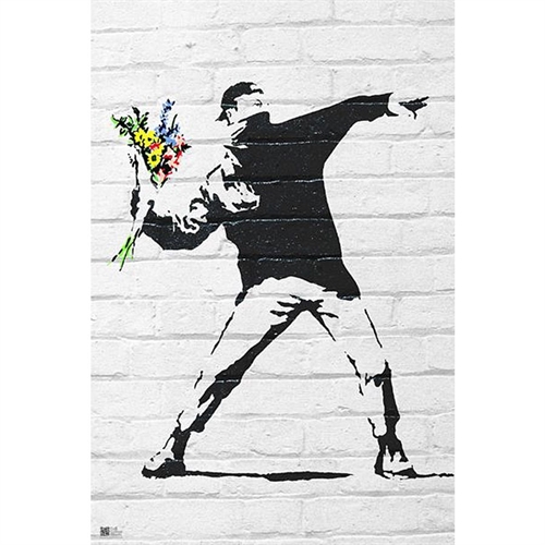 Banksy - Throwing Flowers, Poster