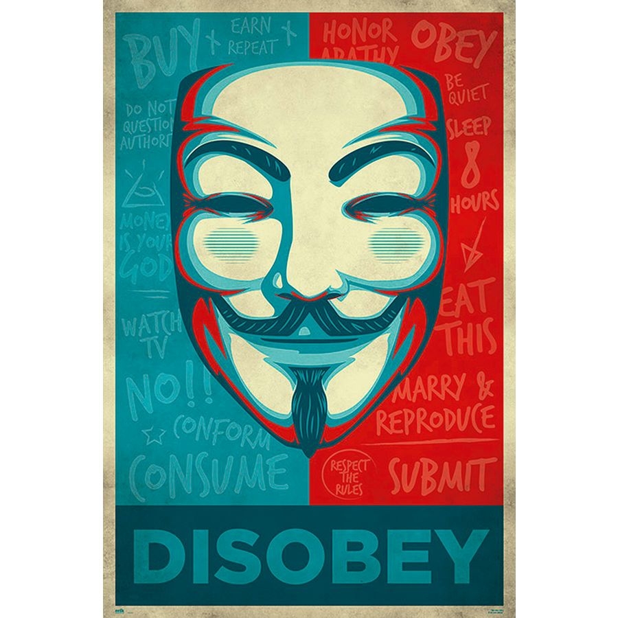 V For Vendetta Maske Disobey, Poster