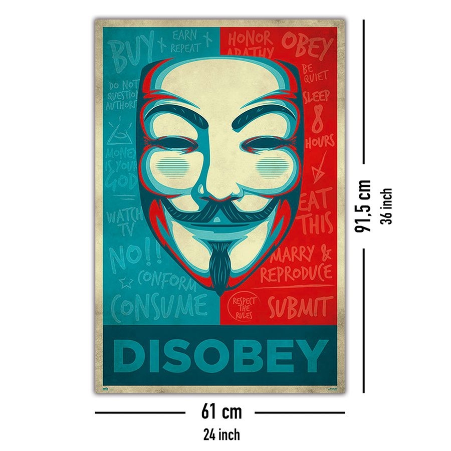 V For Vendetta - Maske Disobey, Poster