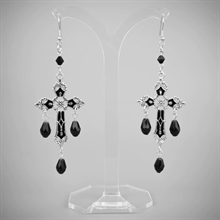 Gothic Cross Black Crystals -  Ohrringe